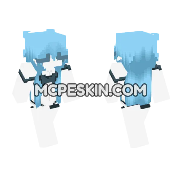 Light Blue Anime Hair, front and back
