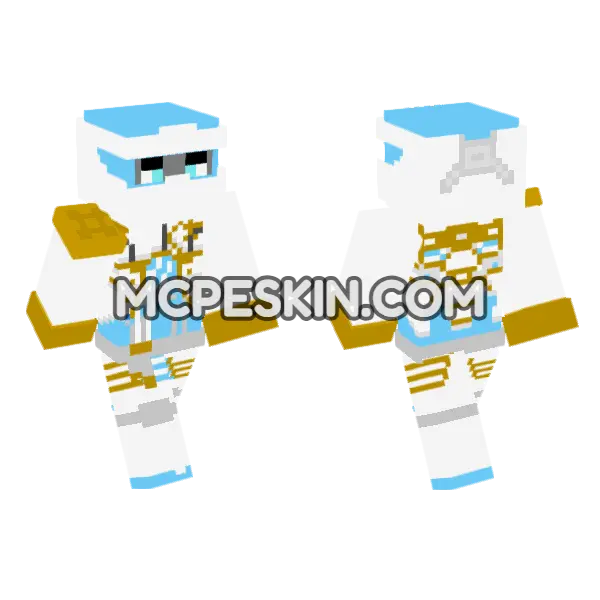 Light Blue Mech Pilot Minecraft Bedrock skin, front and back
