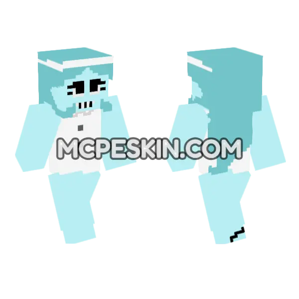 Light Blue Snowman Minecraft Bedrock skin, front and back