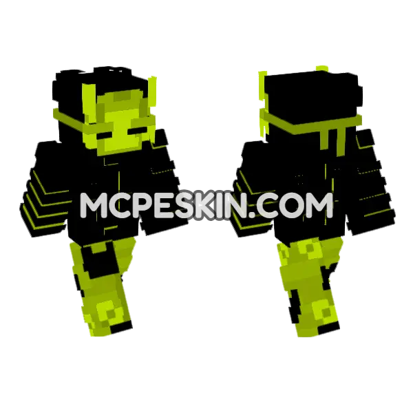 Lime Void 1 Minecraft Bedrock skin, front and back