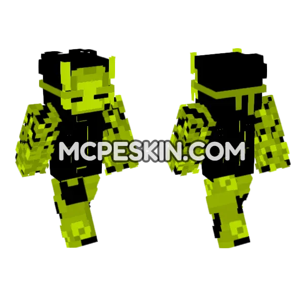 Lime Void 2 Minecraft Bedrock skin, front and back