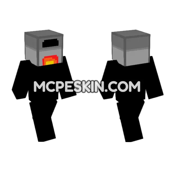 Lit Furnace Minecraft Bedrock skin, front and back