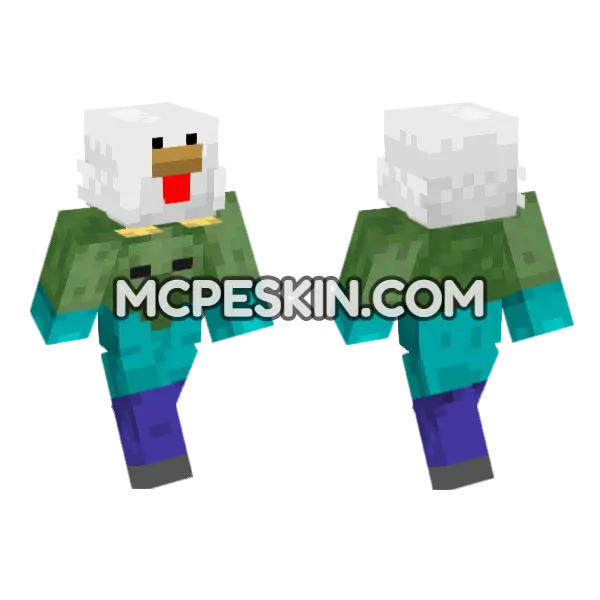 Little Zombie Chicken Minecraft Bedrock skin, front and back