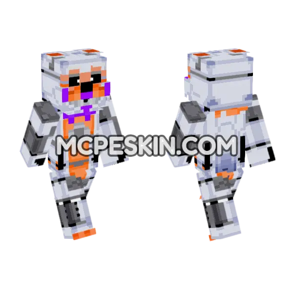Lolbit Fnaf Vr Minecraft Bedrock skin, front and back