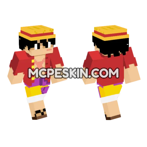Luffy Post Onigashima HD Minecraft Bedrock skin, front and back