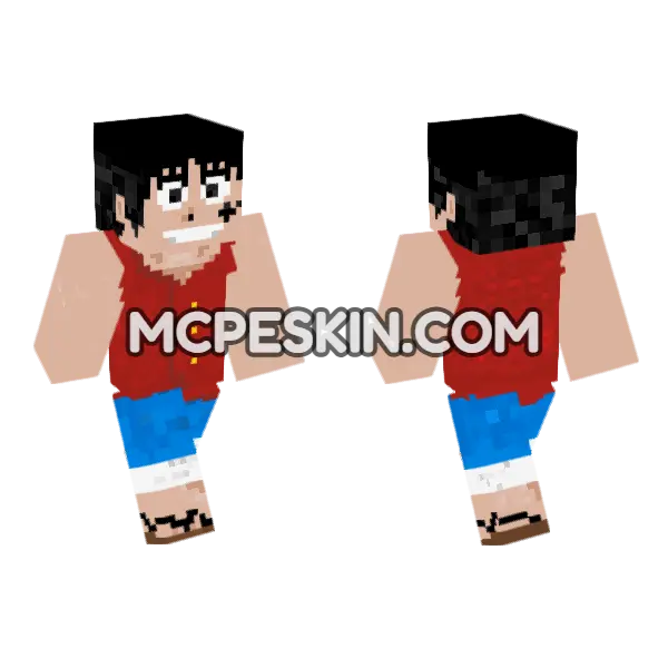 Luffy PTS V2 Minecraft Bedrock skin, front and back