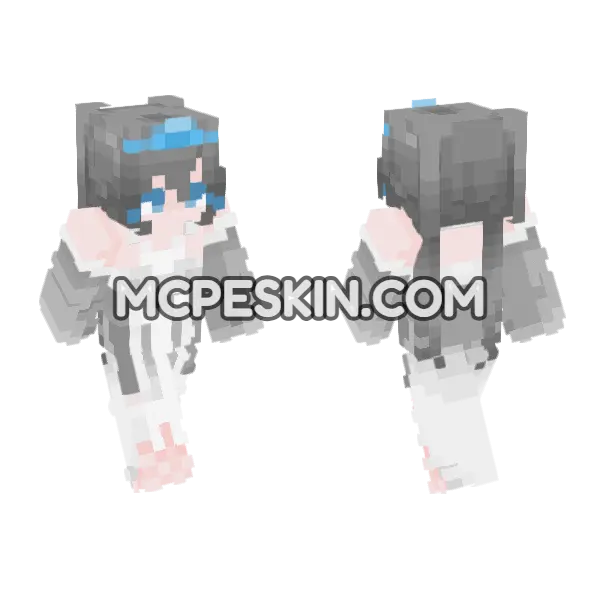 Lumi Blue Hat Minecraft Bedrock skin, front and back