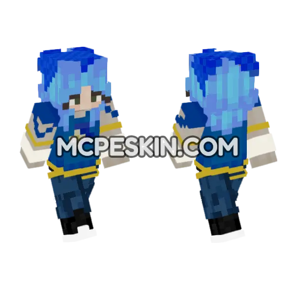 Lumina Blue Outfit Minecraft Bedrock skin, front and back