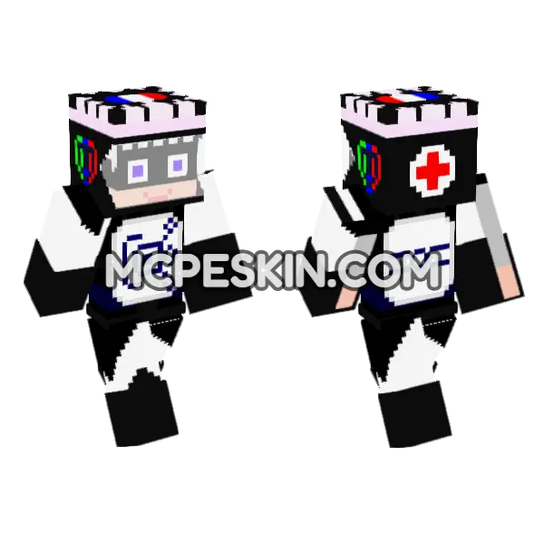 Luna Girl PJ Medic Spacesuit Minecraft Bedrock skin, front and back