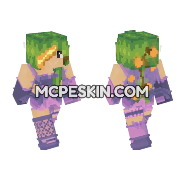 Magenta Human Bedtime Minecraft Bedrock skin, front and back