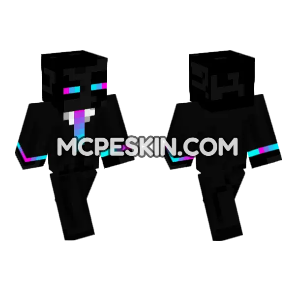 Manager Neon Enderman Minecraft Bedrock skin, front and back