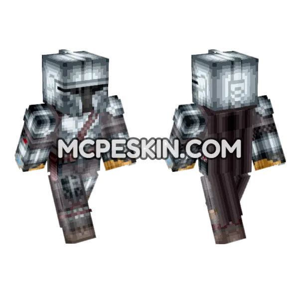 Mandalorian Hunter Armor Minecraft Bedrock skin, front and back