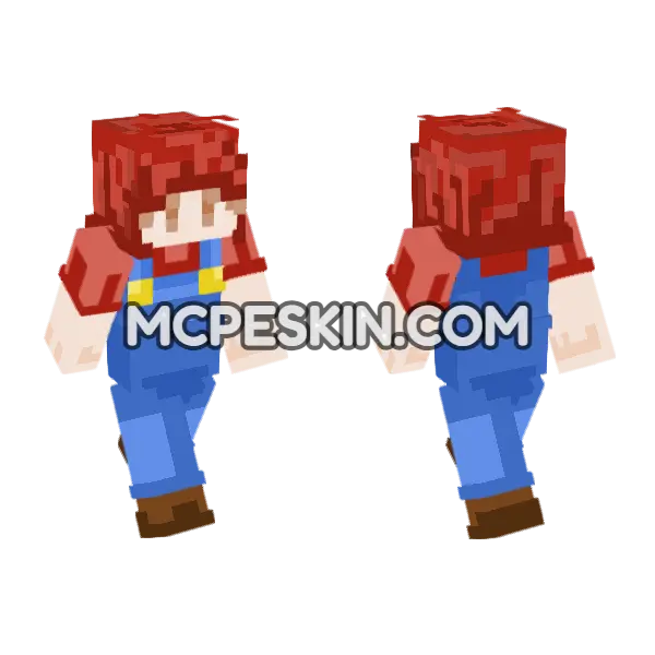 Mario Minecraft Bedrock skin, front and back