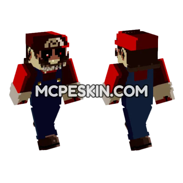 Mario Madness V2 Mario EXE Minecraft Bedrock skin, front and back