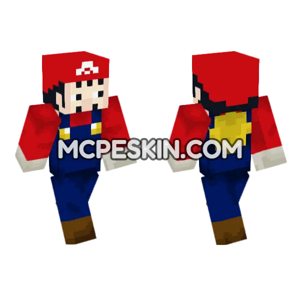 Mario One Piece Series Minecraft Bedrock skin, front and back