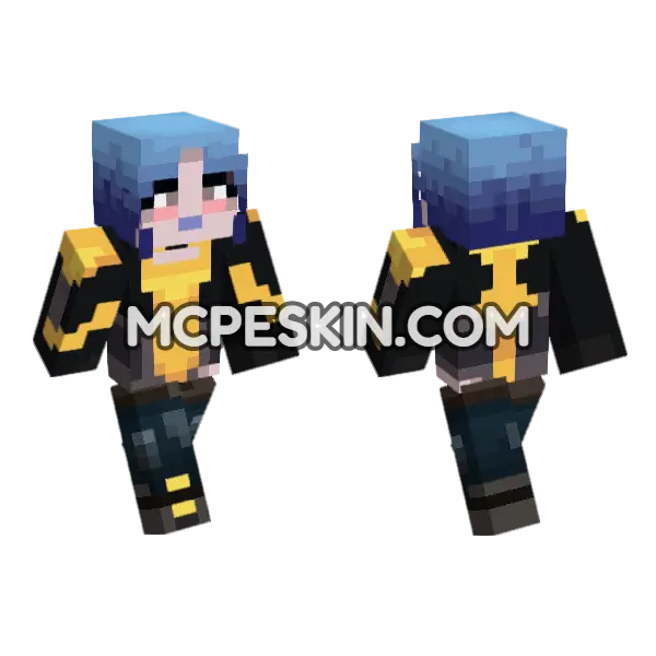 Maya Blue Hair Minecraft Bedrock skin, front and back