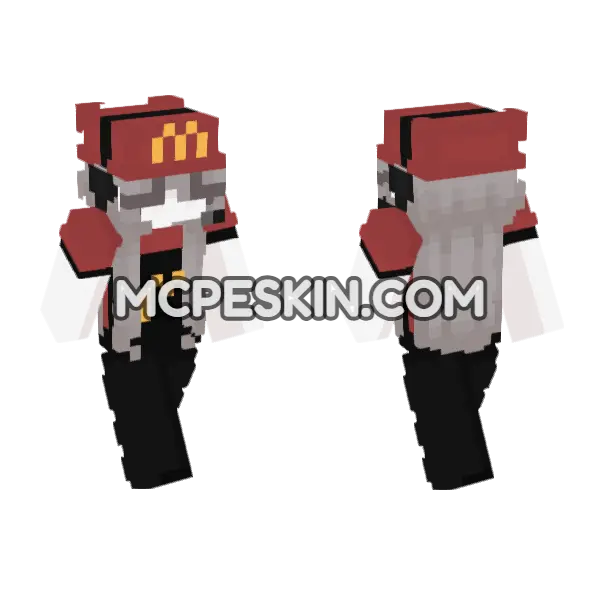 McDonalds Crew Member Minecraft Bedrock skin, front and back
