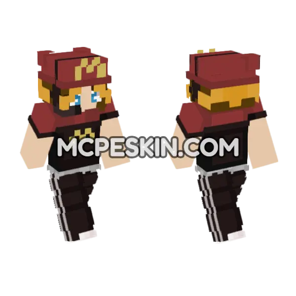 McDonalds Girl Uniform Minecraft Bedrock skin, front and back