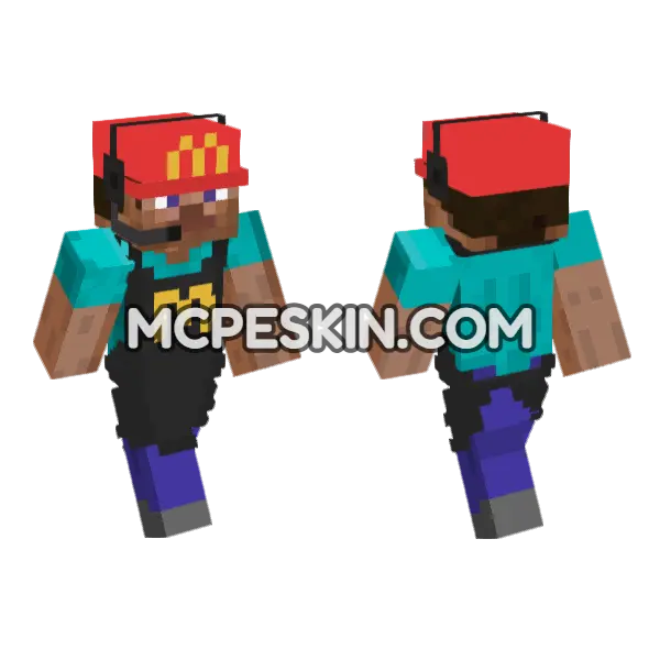 McDonalds Steve Minecraft Bedrock skin, front and back