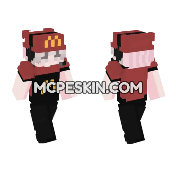McDonalds Uniform Minecraft Bedrock skin, front and back