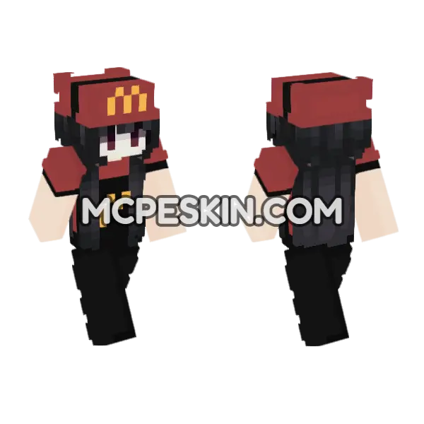 McDonald's Uniform Minecraft Bedrock skin, front and back