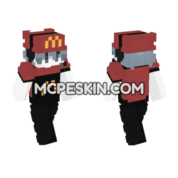 McDonalds Uniform Minecraft Bedrock skin, front and back