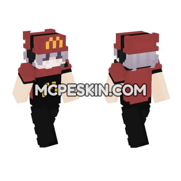 McDonalds Uniform Minecraft Bedrock skin, front and back