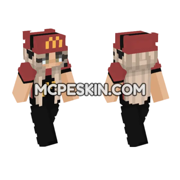 McDonalds Uniform Girl Minecraft Bedrock skin, front and back