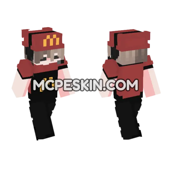 McDonalds Uniform Girl Minecraft Bedrock skin, front and back