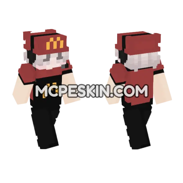 McDonalds Worker Minecraft Bedrock skin, front and back