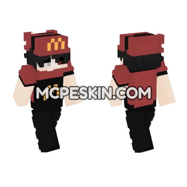 McDonalds Worker Minecraft Bedrock skin, front and back
