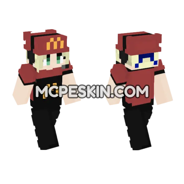 McDonalds Worker Alex Minecraft Bedrock skin, front and back