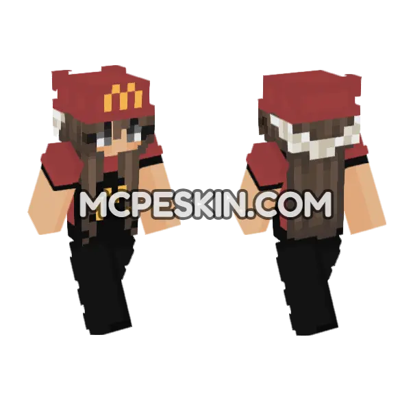 McDonalds Worker Girl Minecraft Bedrock skin, front and back
