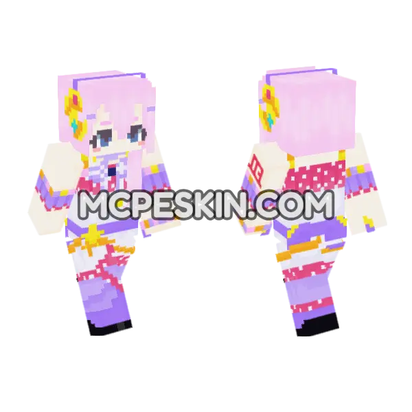Megurine Luka Wonderlandsxshowtime Minecraft Bedrock skin, front and back