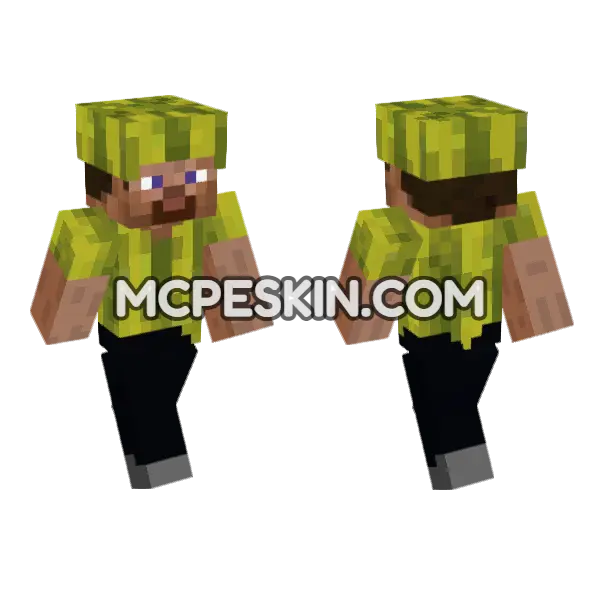 Melon Head Skin Minecraft Bedrock skin, front and back