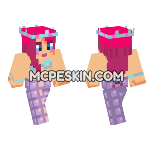 Mermaid Girl Minecraft Bedrock skin, front and back