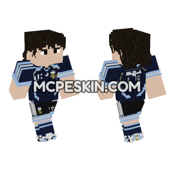 Messi 2006 Debut Minecraft Bedrock skin, front and back