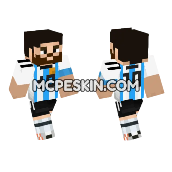 Messi Argentina 2 Minecraft Bedrock skin, front and back