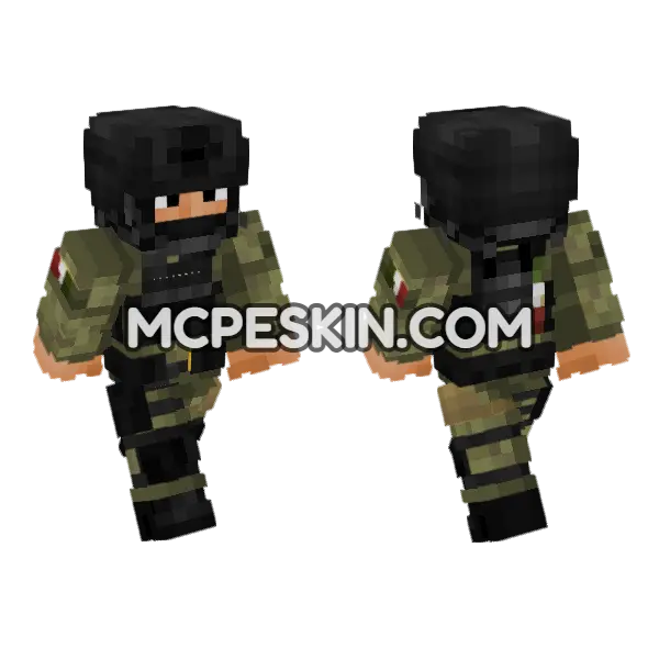 Mexican Army Soldier Minecraft Bedrock skin, front and back
