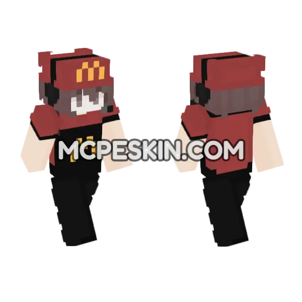 Michel McDonald's Uniform Minecraft Bedrock skin, front and back
