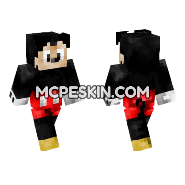 Mickey Mouse Minecraft Bedrock skin, front and back