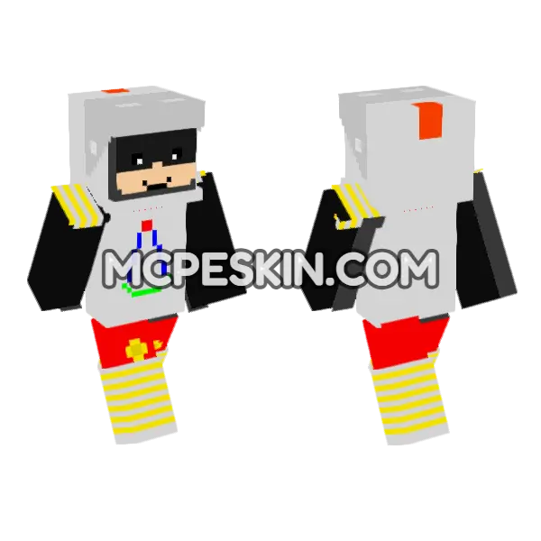 Mickey Mouse Knight Costume Minecraft Bedrock skin, front and back