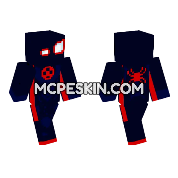 Miles Morales Spider-Man Minecraft Bedrock skin, front and back
