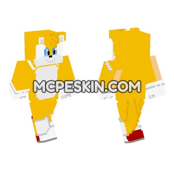 Miles Tails Prower Minecraft Bedrock skin, front and back