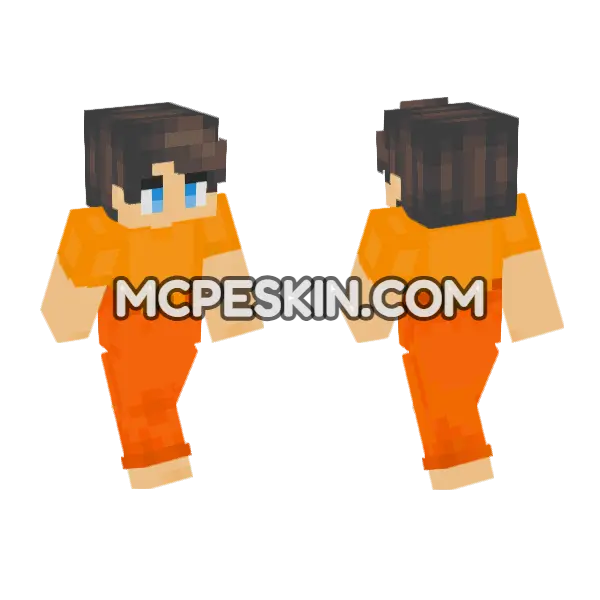 Milo Orange Outfit Minecraft Bedrock skin, front and back