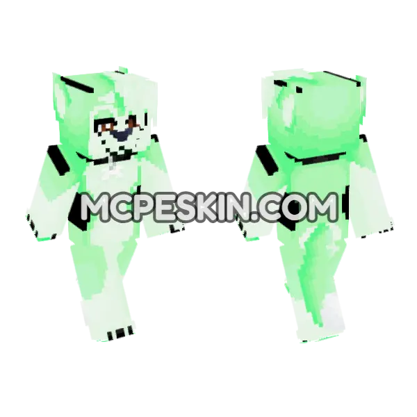Mint Green Husky Minecraft Bedrock skin, front and back