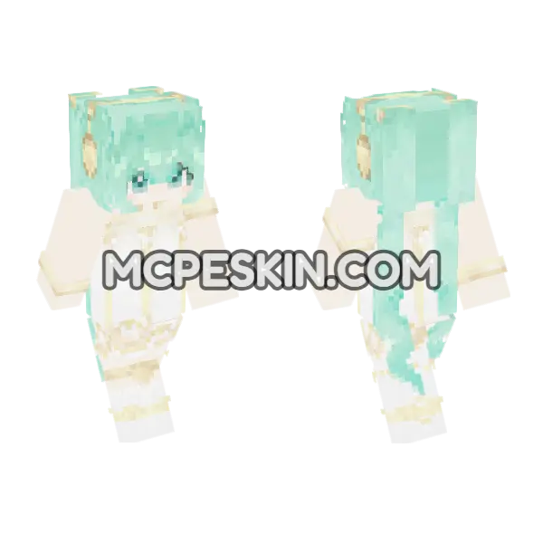 Mint Green Symphony Dress Minecraft Bedrock skin, front and back