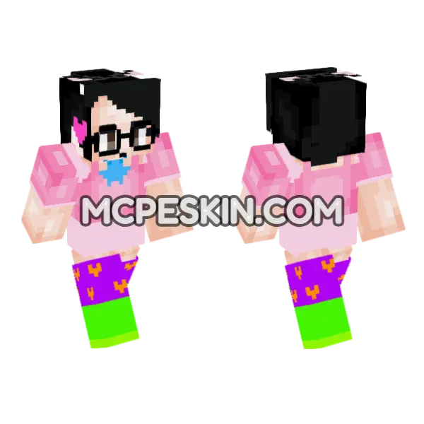 Mirasparklegacha 2025 Minecraft Bedrock skin, front and back