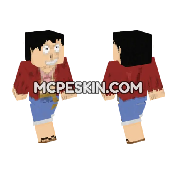 Monkey D Luffy Minecraft Bedrock skin, front and back