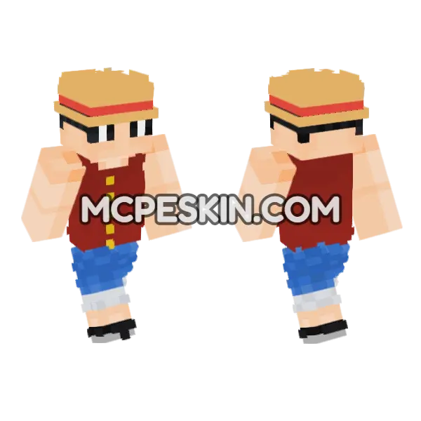 Monkey D Luffy Minecraft Bedrock skin, front and back